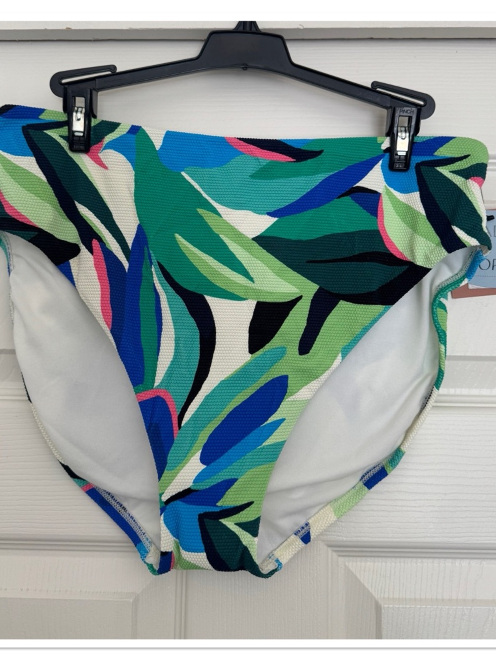 Women’s High Waist Tropical Leaf Print Full Coverage Bikini Bottoms - Green Blue